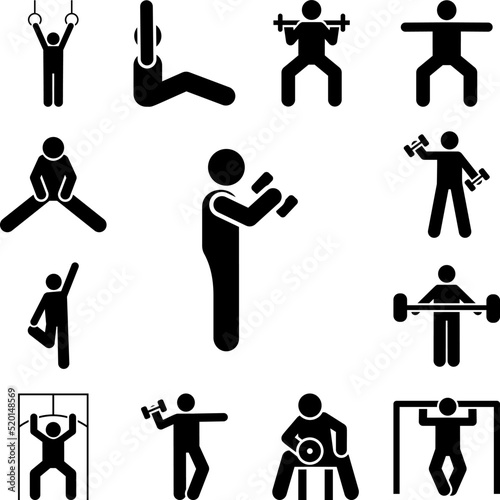dumbbell man gym sport fitness with arrow pictogram icon in a collection with other items