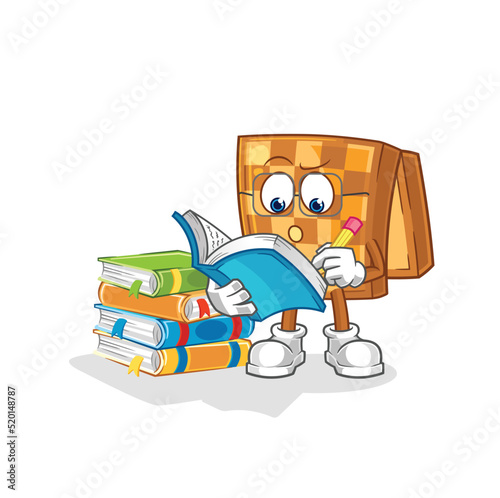 wood chess studying mascot. cartoon vector