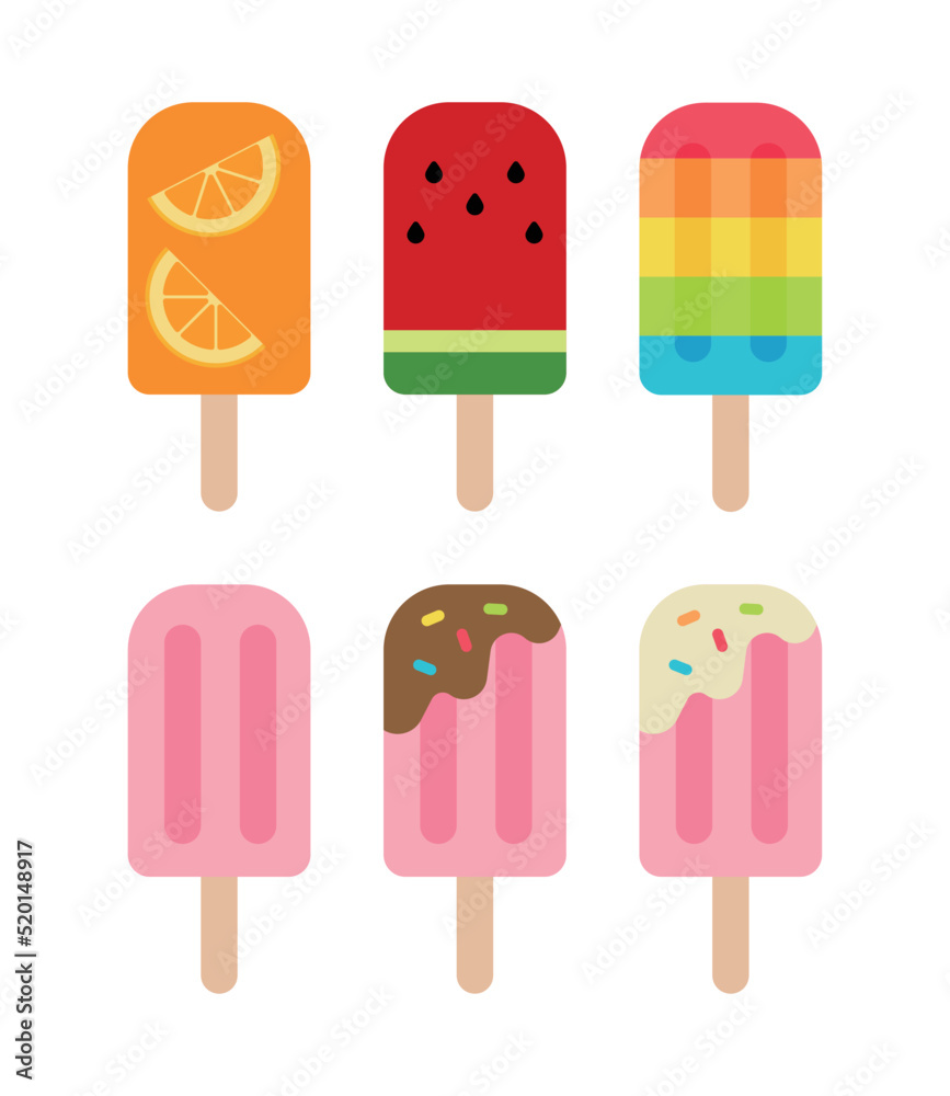 Summer cold, sweet ice cream illustration set. Colorful graphic ice cream design. Summer cold, sweet ice cream illustration set. Colorful graphic ice cream design.