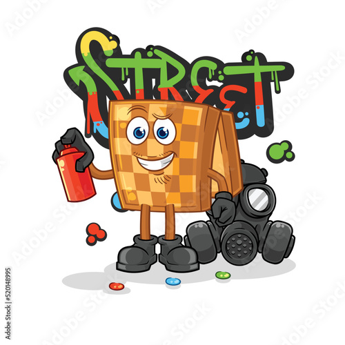 wood chess graffiti artist vector. cartoon character