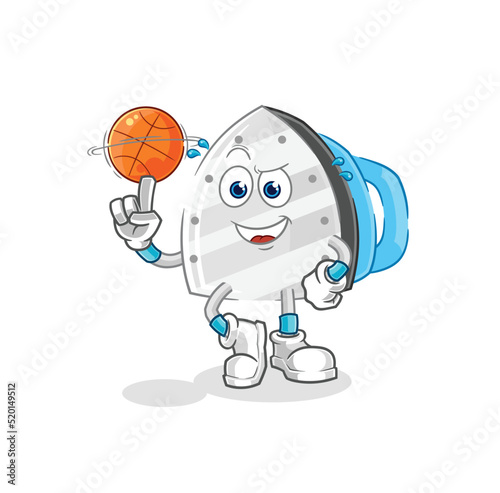 iron playing basket ball mascot. cartoon vector