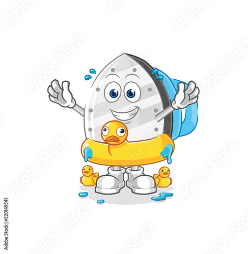 iron with duck buoy cartoon. cartoon mascot vector