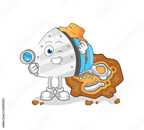 iron archaeologists with fossils mascot. cartoon vector