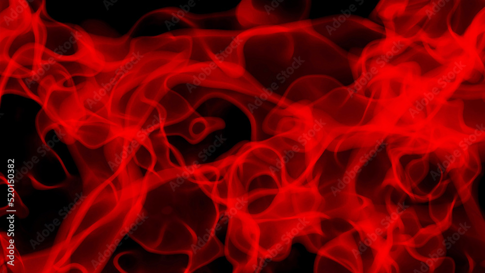 Red abstract background, glowing smoke pattern isolated on black, natural smoke texture 3D render illustration. Red abstract background, glowing smoke pattern isolated on black, natural smoke texture 3D render illustration.