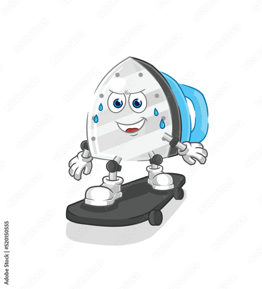 iron riding skateboard cartoon character vector iron riding skateboard cartoon character vector