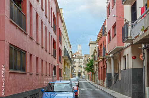 Buildings along Carrer Rentador street in Figueres  Catalonia  Spain.