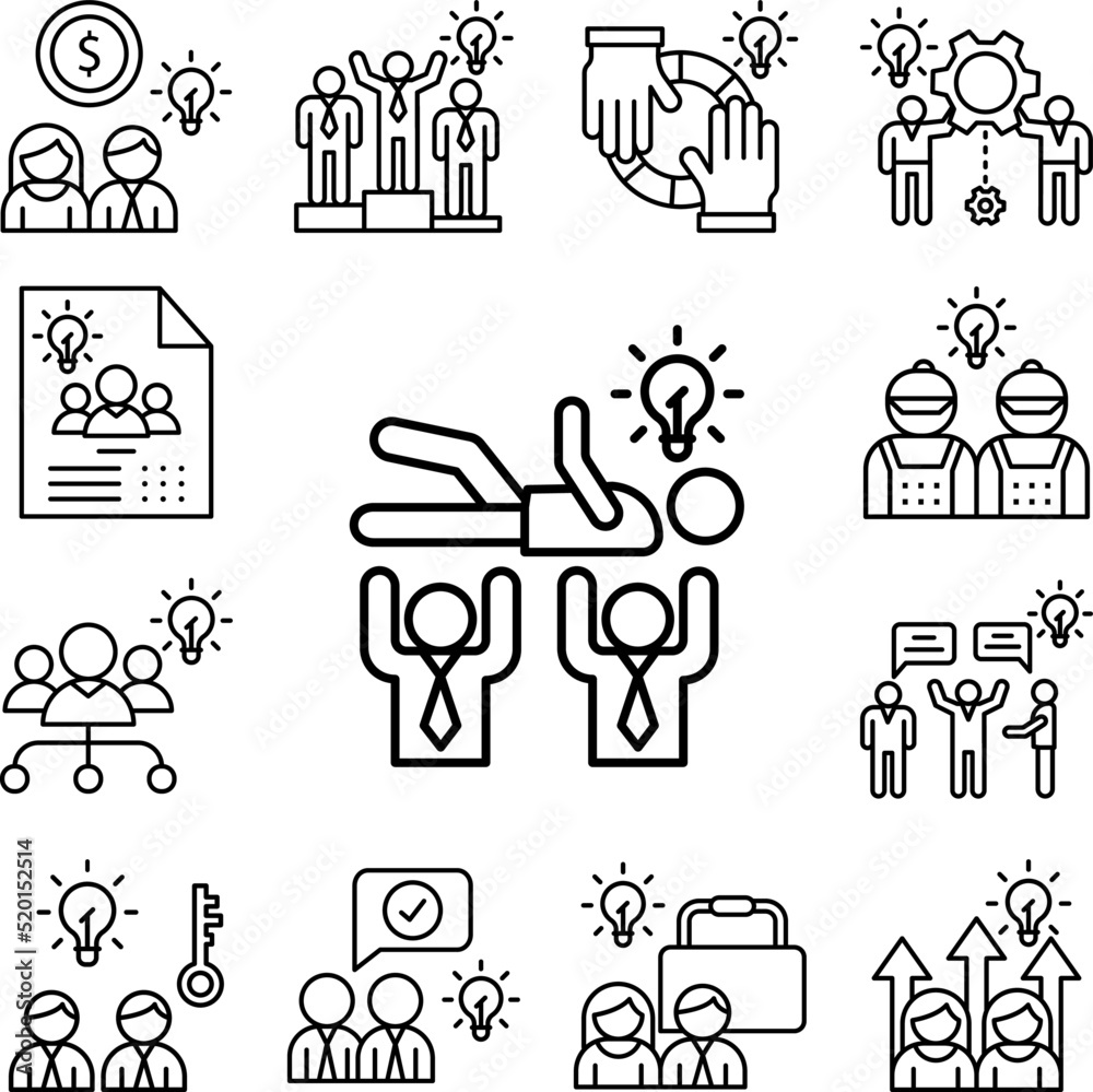 Happiness group of people icon in a collection with other items Happiness group of people icon in a collection with other items