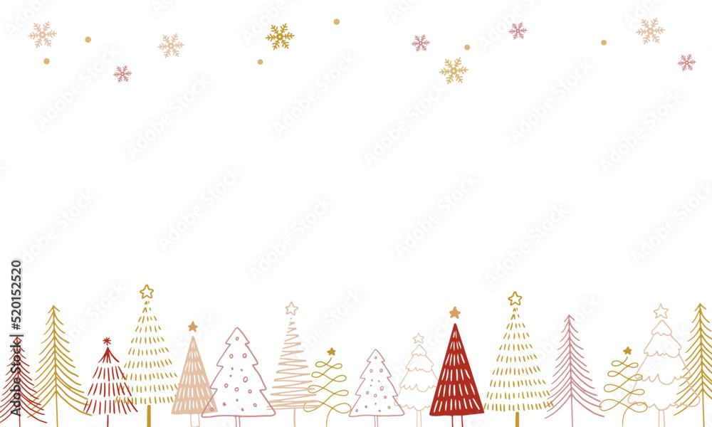 手描きのクリスマスツリーが並ぶベクターイラスト背景 手描きのクリスマスツリーが並ぶベクターイラスト背景