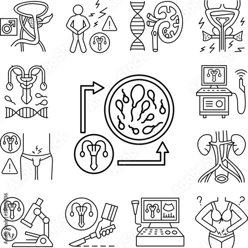 Infertility treatment spermatozoid icon in a collection with other items
