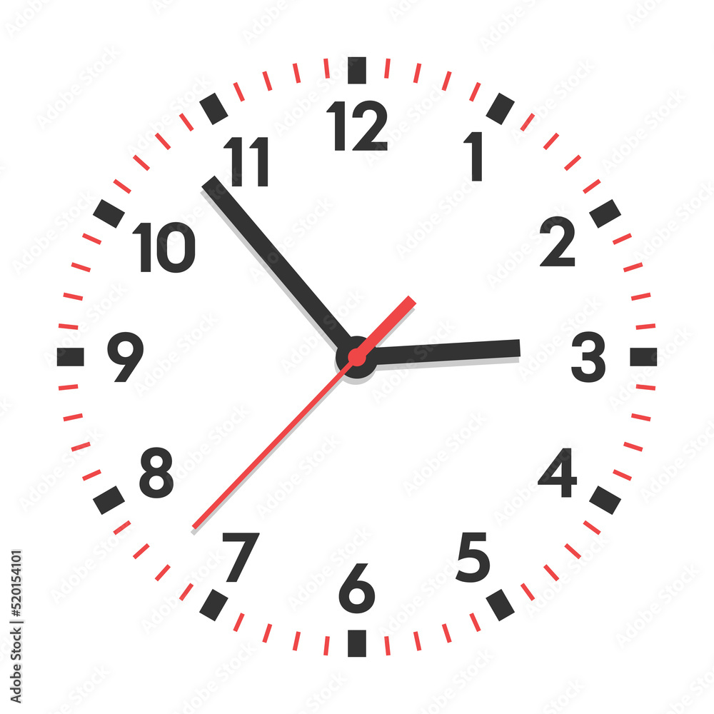 Clock icon illustration in flat style. Watch face vector illustration on isolated background. Time alarm sign business concept. Clock icon illustration in flat style. Watch face vector illustration on isolated background. Time alarm sign business concept.
