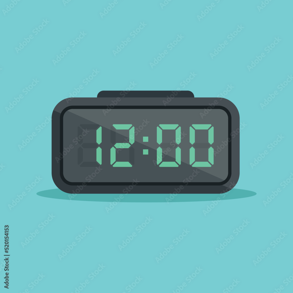 Digital clock number icon illustration in flat style. lcd watch vector illustration on isolated background. Time alarm sign business concept. Digital clock number icon illustration in flat style. lcd watch vector illustration on isolated background. Time alarm sign business concept.