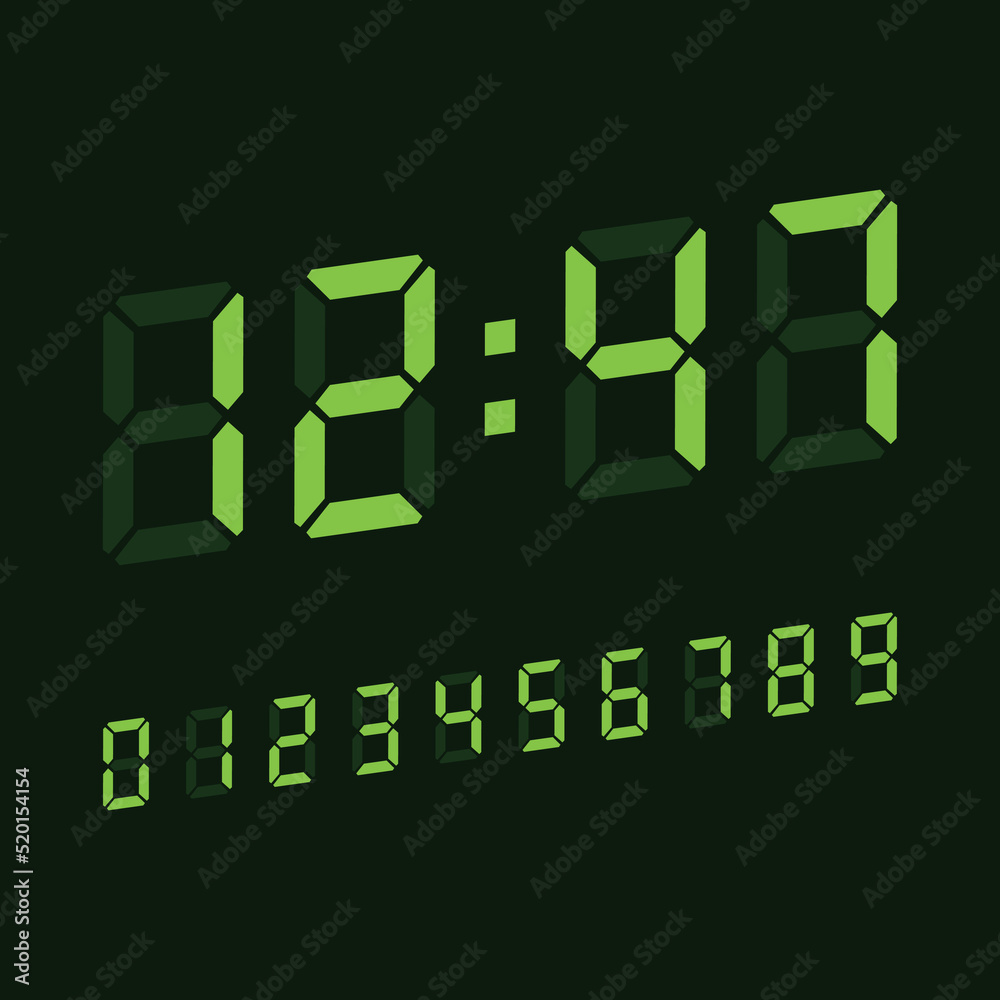 Digital clock number icon illustration in flat style. lcd watch vector illustration on isolated background. Time alarm sign business concept. Digital clock number icon illustration in flat style. lcd watch vector illustration on isolated background. Time alarm sign business concept.