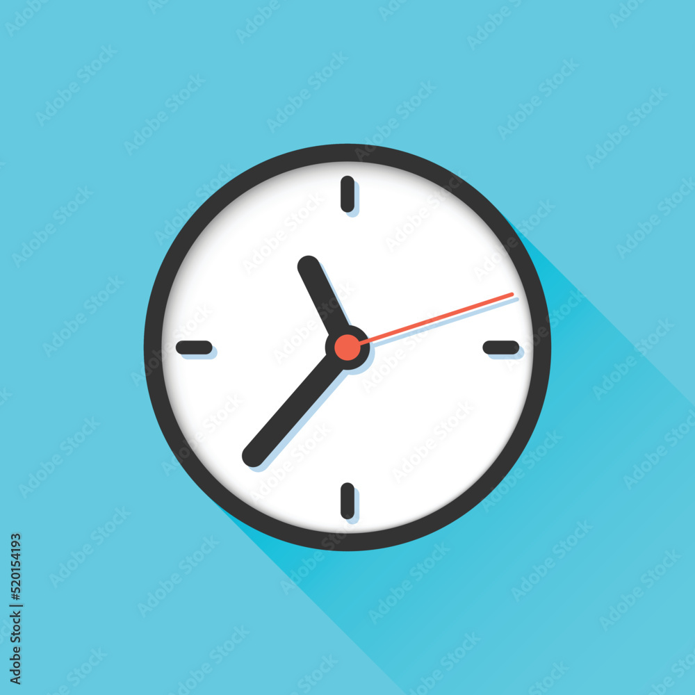 Clock icon illustration in flat style. Watch face vector illustration on isolated background. Time alarm sign business concept.