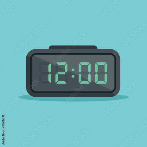 Digital clock number icon illustration in flat style. lcd watch vector illustration on isolated background. Time alarm sign business concept.