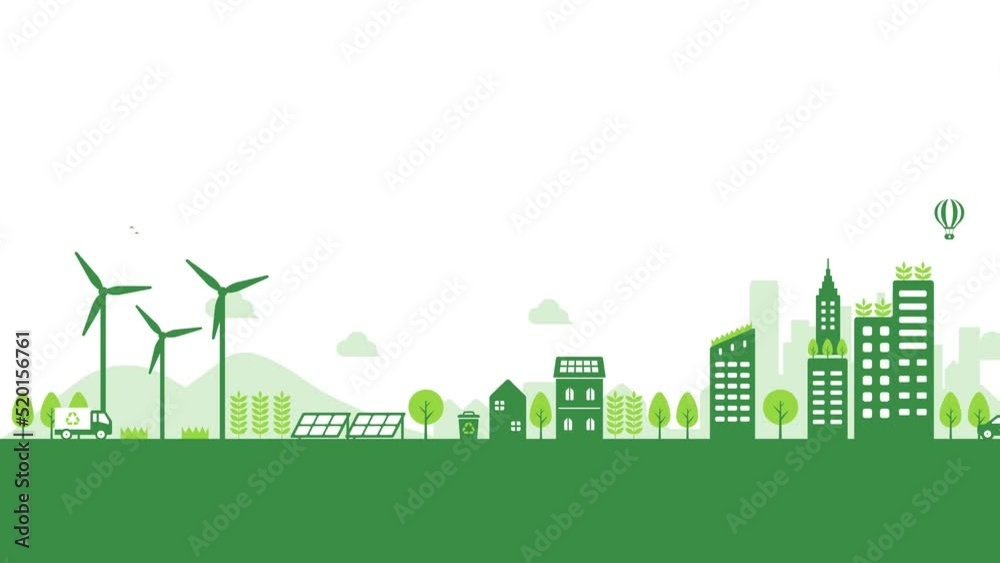 Smart ecology city illustration animation ( mp4 )