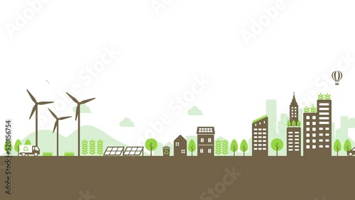 Smart ecology city illustration animation ( mp4 )