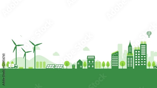 Smart ecology city illustration animation ( mp4 )