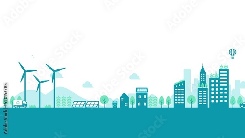 Smart ecology city illustration animation ( mp4 )