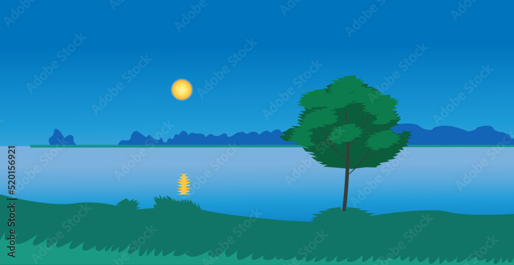 Reflection on water, vector background