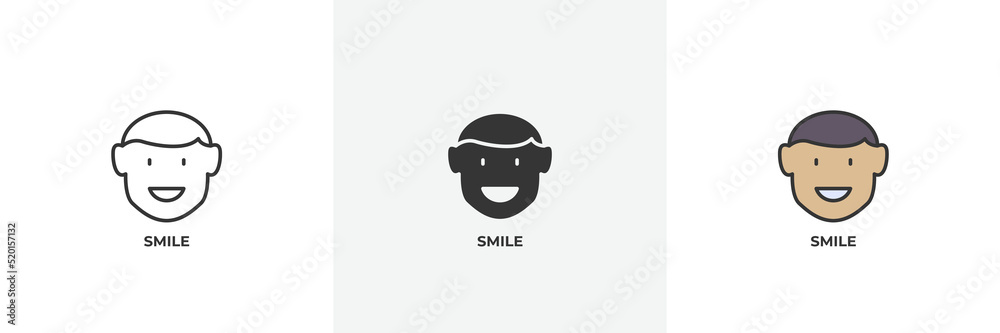 smile icon. Line, solid and filled outline colorful version, outline and filled vector sign. Idea Symbol, logo illustration. Vector graphics