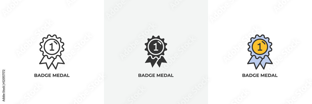 badge medal icon. Line, solid and filled outline colorful version, outline and filled vector sign. Idea Symbol, logo illustration. Vector graphics badge medal icon. Line, solid and filled outline colorful version, outline and filled vector sign. Idea Symbol, logo illustration. Vector graphics