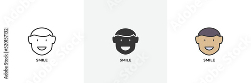 smile icon. Line, solid and filled outline colorful version, outline and filled vector sign. Idea Symbol, logo illustration. Vector graphics
