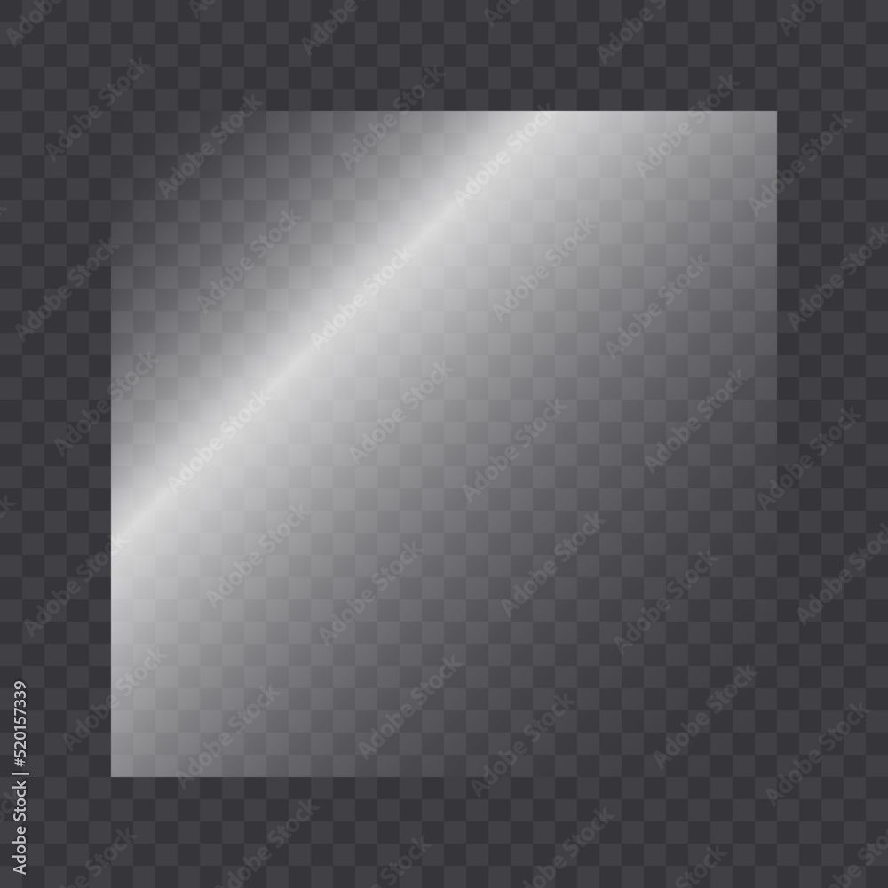 Vector transparent glass - Glossy material for vector art, glass, mirror, transparency, reflections, shaded - Metallic material overlay for web, icon, banner design