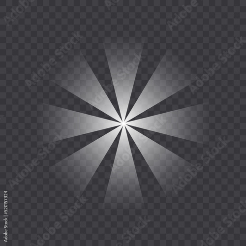Rays effect vector art - Rays circular shape for special FX background - Sunburst illustration with light on empty backdrop - Radial star, win, winner, prize, reward