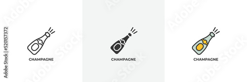 champagne icon. Line, solid and filled outline colorful version, outline and filled vector sign. Idea Symbol, logo illustration. Vector graphics