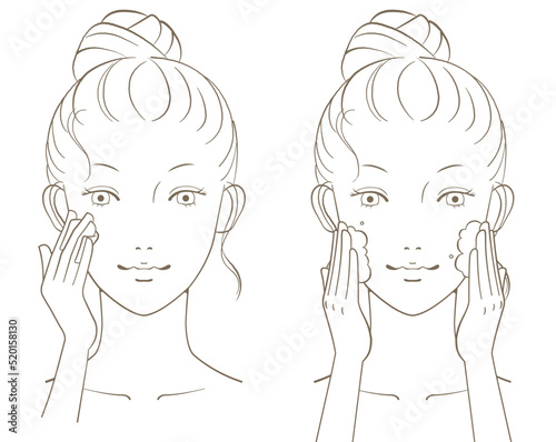 若い女性の美容イメージ 線画06