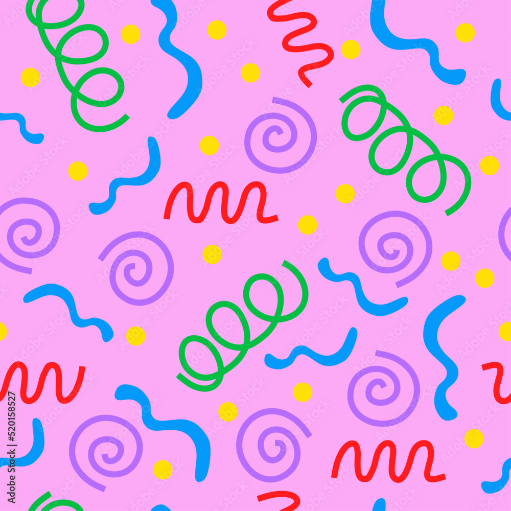 Geometric seamless pattern with colorful circles and spirals. Geometric seamless pattern with colorful circles and spirals.