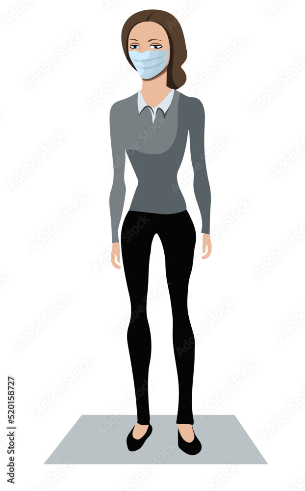 Woman wearing face mask, gauze mask Woman wearing face mask, gauze mask