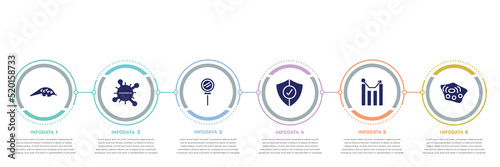 concept infographic design template. included pangolin, coronavirus, loupe, protection, statistics, cell icons and 6 option or steps.