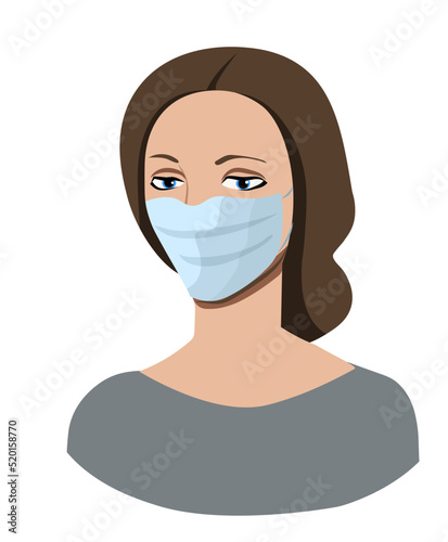 Wearing gauze mask. Face mask, medical mask