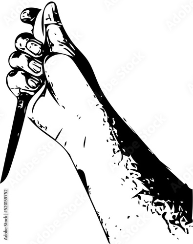 Vector illustration of a hand holding a knife
