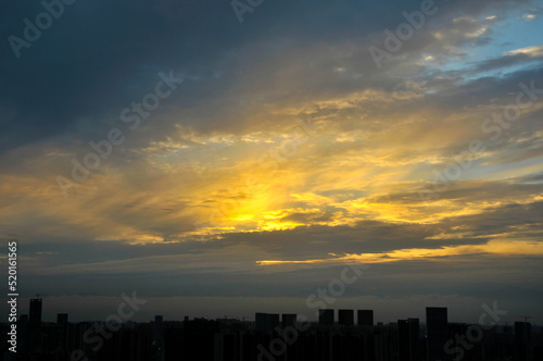 sunset over the clouds