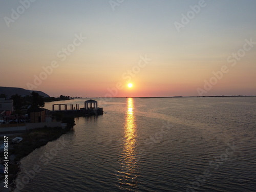 Beautiful Sunset over the water, Greece