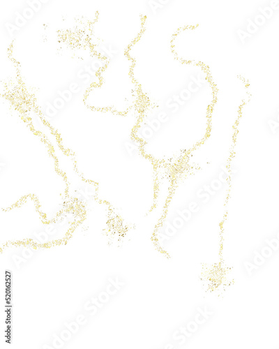 Isolated golden splatter, glitter wavy, stripes. Png illustration, transparent background. Gold spatter, spots, dots, lines. For overlay, montage, texture, greeting, invitation card, scrapbooking.