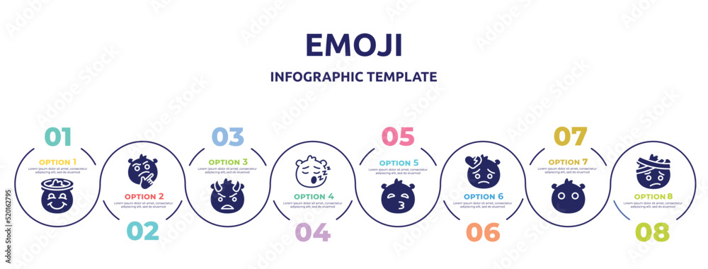 emoji concept infographic design template. included smiling with halo ...