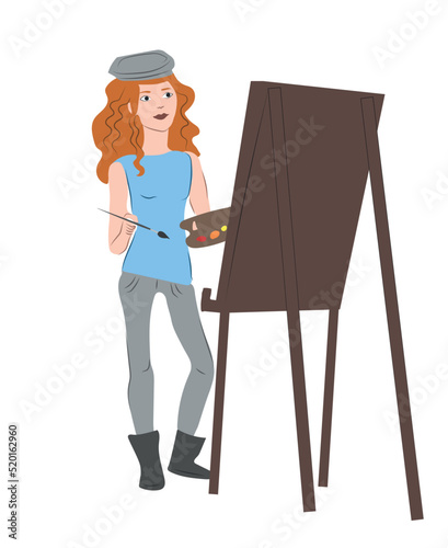 Painter working on a painting