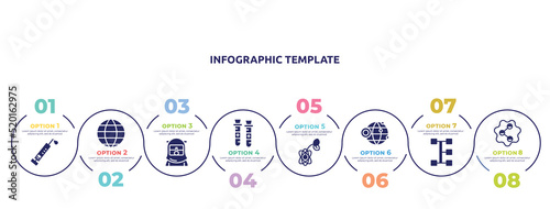 concept infographic design template. included vaccine, world, safety suit, blood sample, biology, website, transmission, social icons and 8 option or steps.