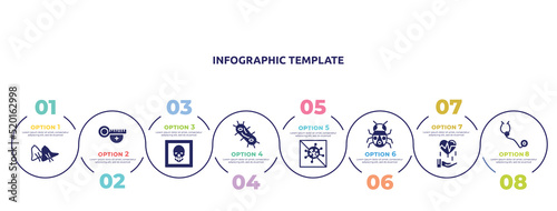 concept infographic design template. included smallpox, , skull, bacterium, antiviral, bug, disease prevention, stethoscope icons and 8 option or