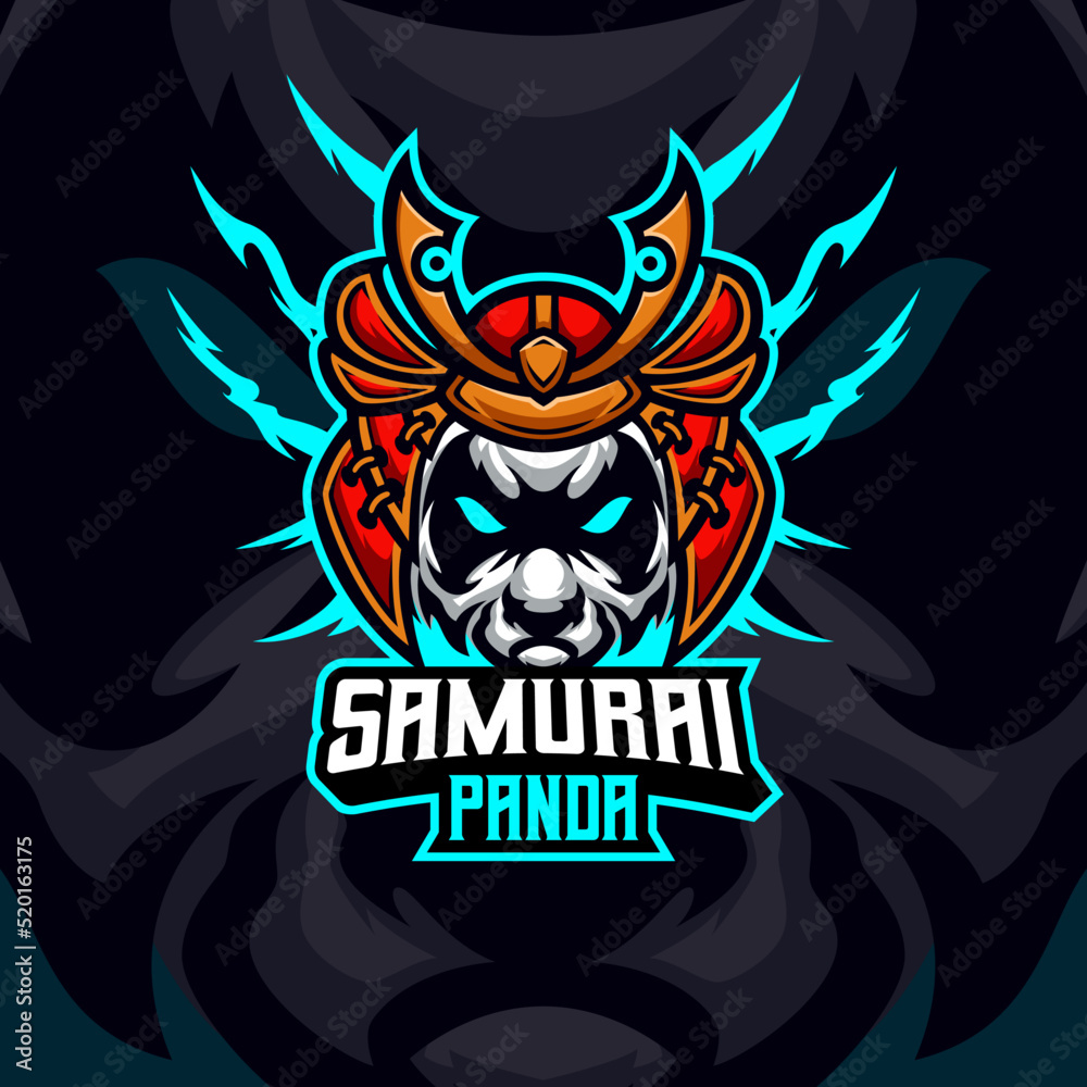 Panda samurai masscot illustration premium vector