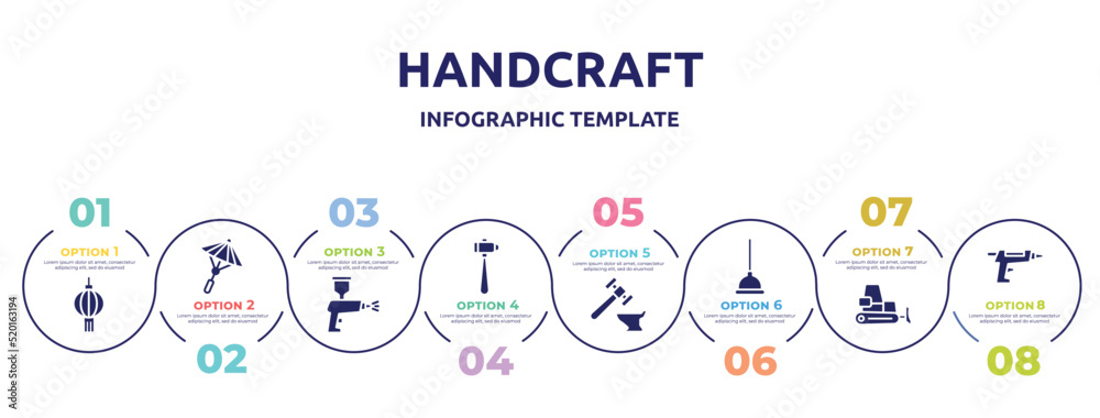 handcraft concept infographic design template. included paper lantern ...