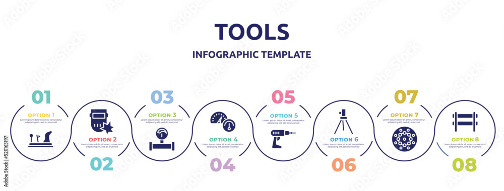 tools concept infographic design template. included wood plane, weld, gas pipe, oil gauge, hand drill, geodetic, beadwork, barricade icons and 8 option or steps. tools concept infographic design template. included wood plane, weld, gas pipe, oil gauge, hand drill, geodetic, beadwork, barricade icons and 8 option or steps.