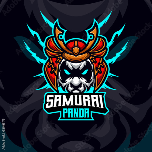 Panda samurai masscot illustration premium vector