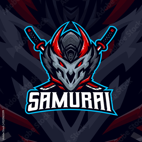 Samurai masscot logo esport illustration premium vector