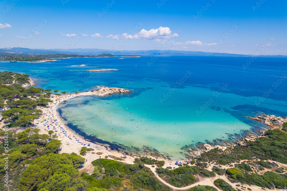 marvelous ascending view of Karydi Beach, Halkidiki Peninsula, Greece. High quality photo