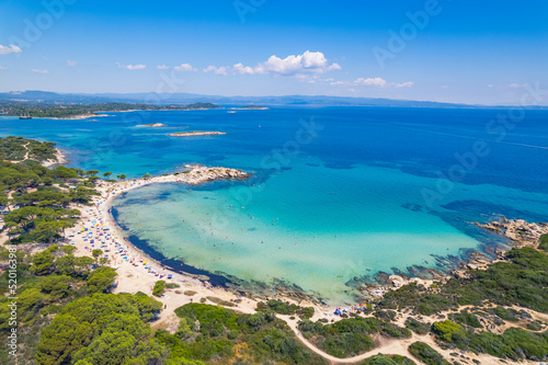 marvelous ascending view of Karydi Beach, Halkidiki Peninsula, Greece. High quality photo