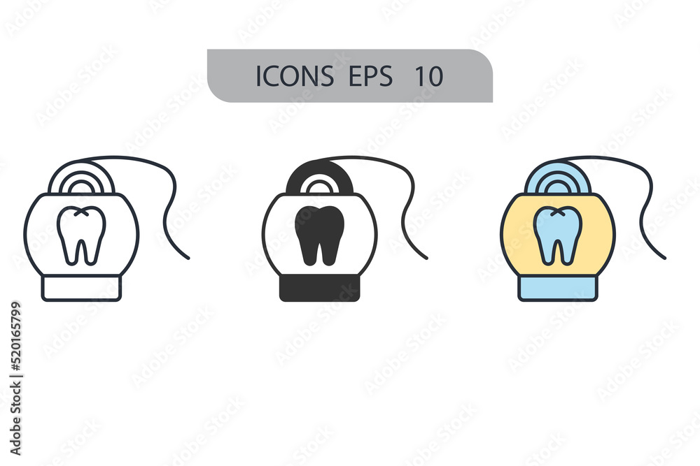 dental floss icons symbol vector elements for infographic web dental floss icons symbol vector elements for infographic web